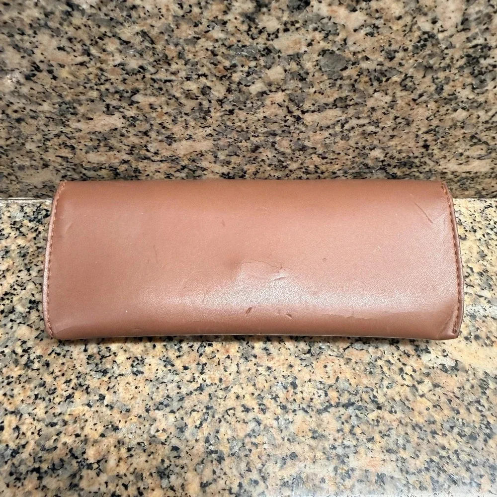 VTG Ray-Ban Brown Genuine Leather Embossed Sunglasses Case Made in Italy